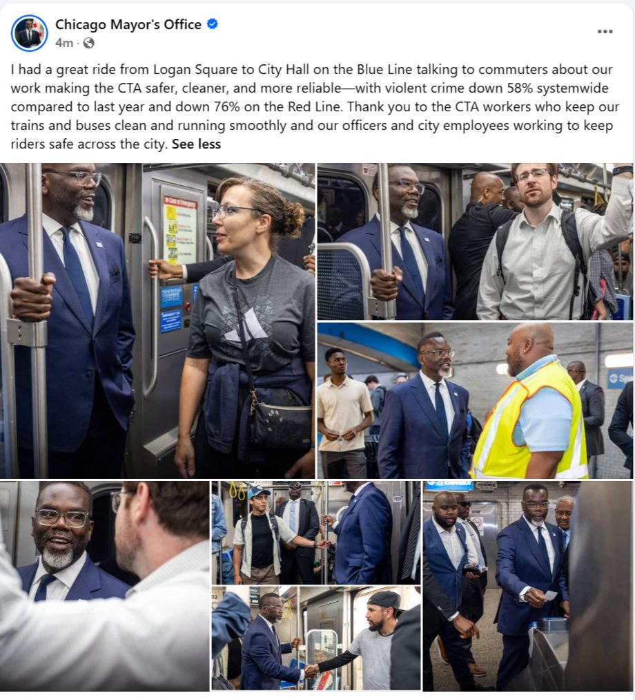 ​Mayor Johnson: “I had a great ride from Logan Square to City Hall on the Blue Line.” Yeah, we’re sure you did. You were surrounded by a phalanx of Chicago Police for the photo op. The rest of us fear being robbed, assaulted, stabbed or set on fire. 