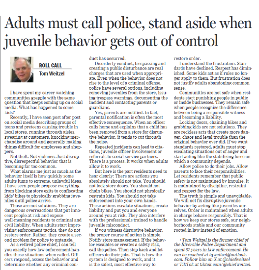 ​RT by @ChicagoContrar1: My latest Roll Call column @MySuburbanLife – I understand the frustration, but don’t physically intervene in non-violent juvenile disturbances – call police – @CWBChicago @Awake_IL @ChicagoContrar1 @John_Kass @notguiltyCHI @AVPMikeFerguson @ProducerJerome @RandyToblerMD @ILGOP 