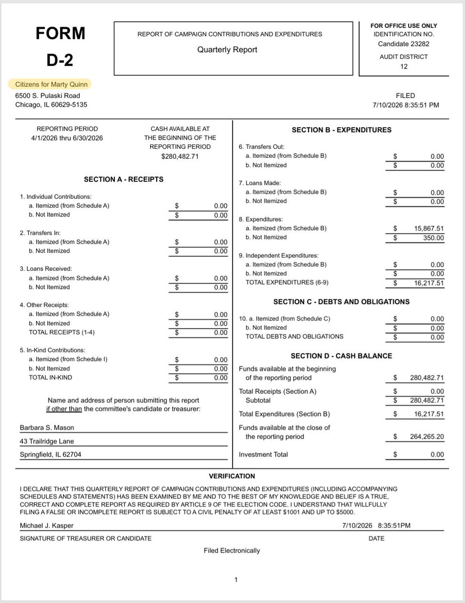 ​This caught our eye. Why would Ald. Marty Quinn spend $15K on a law firm which concentrates on government corruption one month prior to his unexpected retirement from the City Council? These payments were made in May and June. We believe Mr. Quinn used the same firm in the midst of the Madigan probe. It’s also worth mentioning how Chicago’s obsequious media didn’t uncover these payments, preferring to offer fulsome praise for his three terms. 