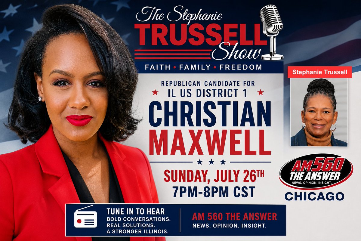 ​RT by @ChicagoContrar1: This Sunday I will be co-hosting with The Stephanie @trussell2026 on AM 560 at 7pm! Tune in https://560theanswer.com/radioshow/the-stephanie-trussell-show 